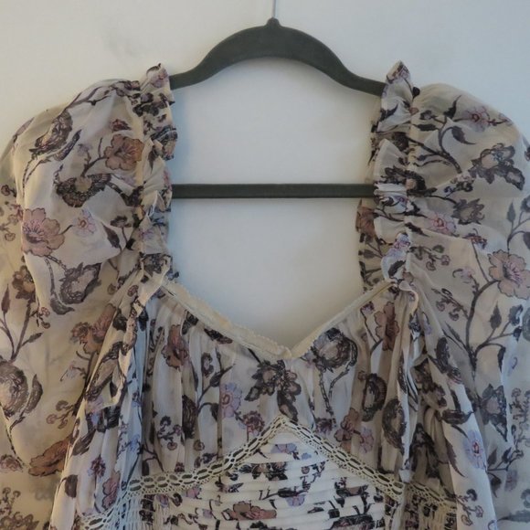 FREE PEOPLE Brunch Date Sheer Bodysuit in Floral Ivory Combo - Size S NWT - Picture 4 of 16